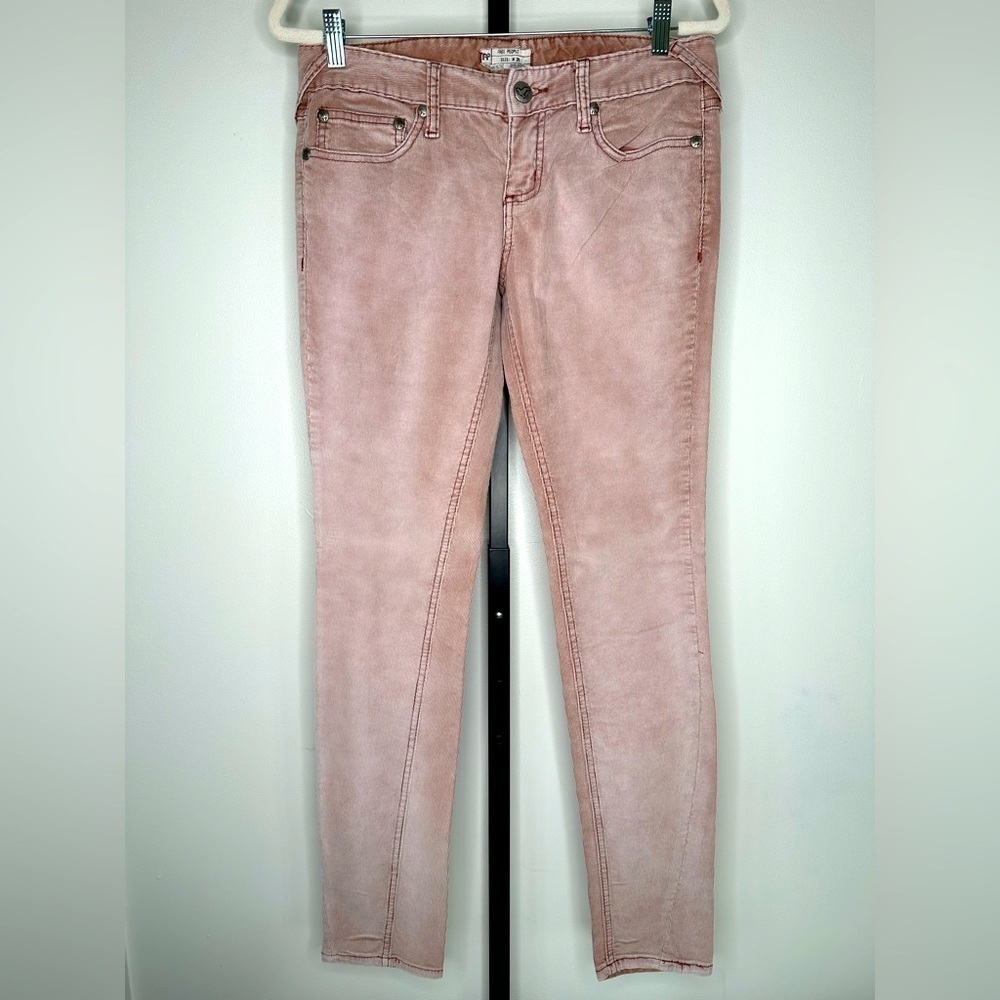 Free People Roller Skinny Pants Burgundy Corduroy Women -